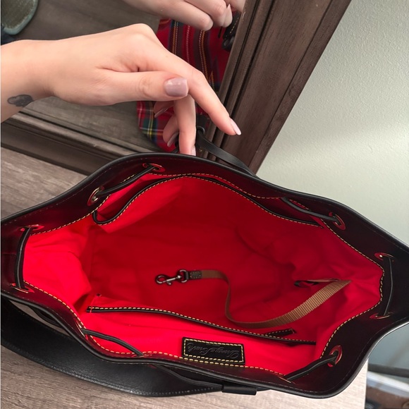 Dooney & Bourke Red Tartan Plaid Women's Bucket Bag - Picture 3 of 9